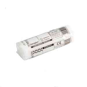 Rullad vit Steroplast-sidig binda med etikett