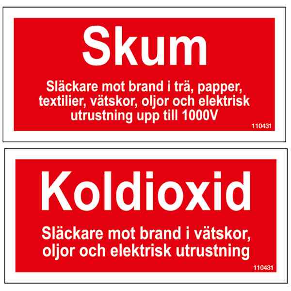 tilläggsskylt koldioxid / skum