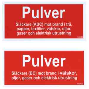 tilläggsskylt pulver abc / pulver bc