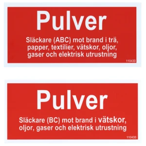 tilläggsskylt pulver abc / pulver bc