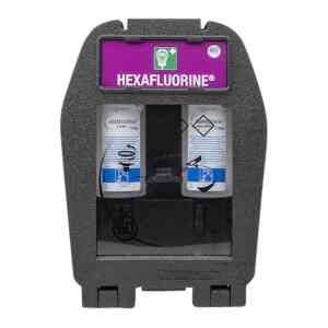 Hexafluorine väggmonterad första hjälpen station