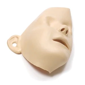 Plastmask, ansikte, beige, isolerad på vit bakgrund