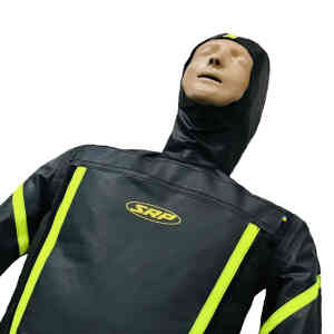 Vattenräddningsdocka med huva och gula detaljer. HLR funktion.